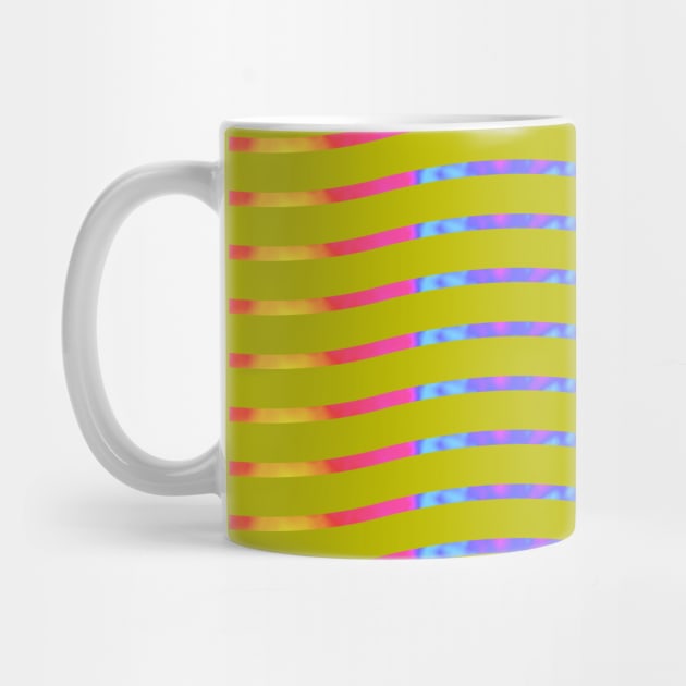 Wavy Lines Rainbow on Yellow Green by ArtticArlo